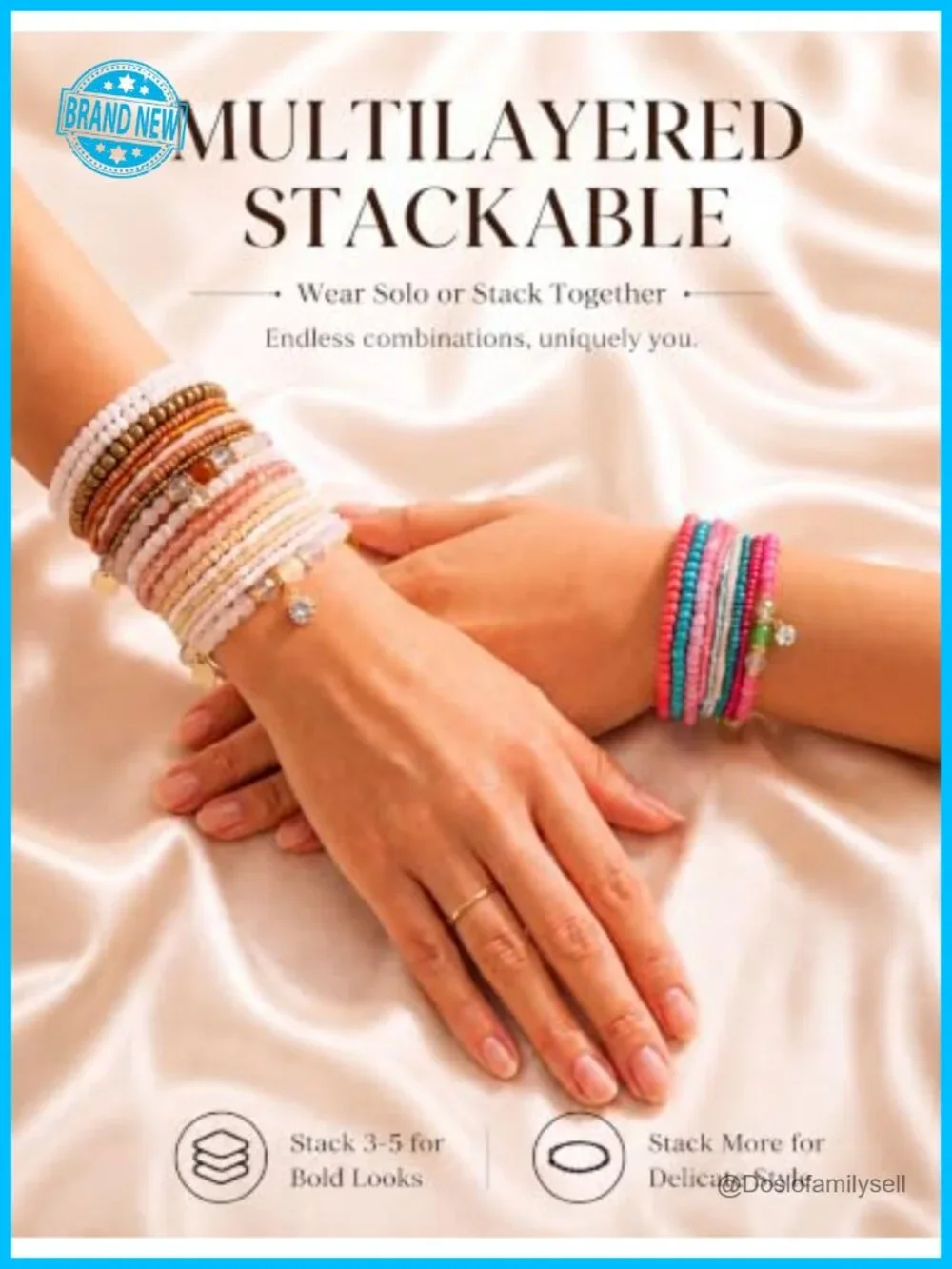 6 Sets Boho Bead Bracelets Multilayered Stackable Stretch Bracelets for Women